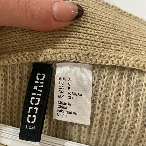 Beige size small tie up front sweater h&m - Picture 2 of 3